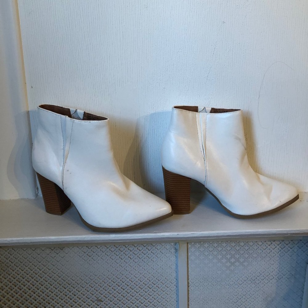 White Pointed Toe Heel Booties - image 2